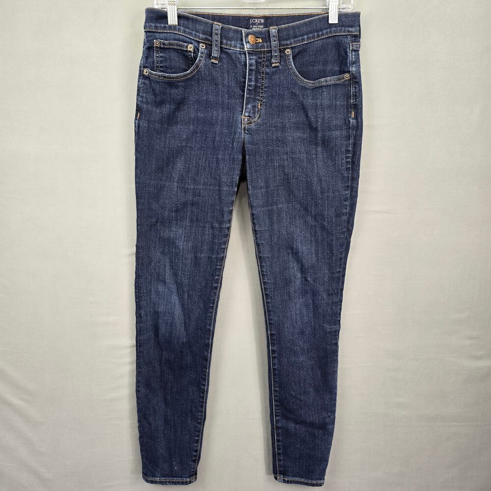 J.Crew Blue Jeans Size 28 Stretch Skinny Dark Wash Denim Women's Midrise Pockets